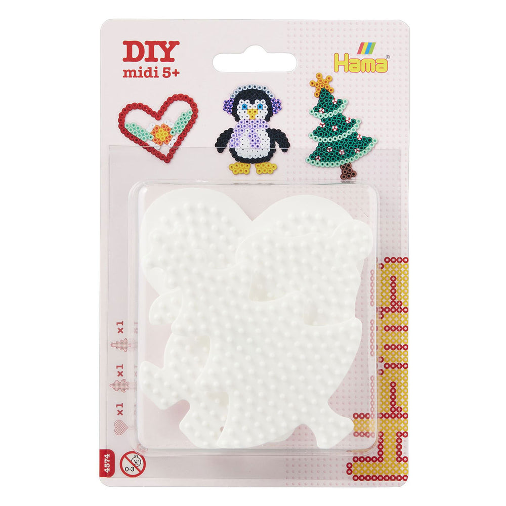Hama ironing bead plates - heart, penguin, tree