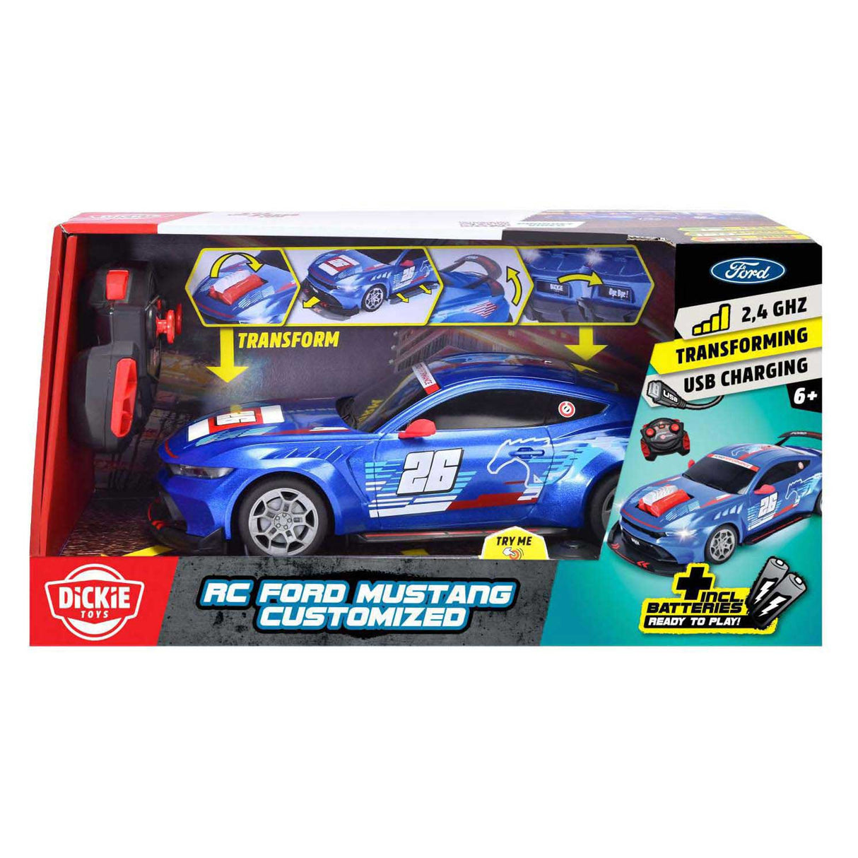 Dickie rc ford mustang customized, try me, rtr