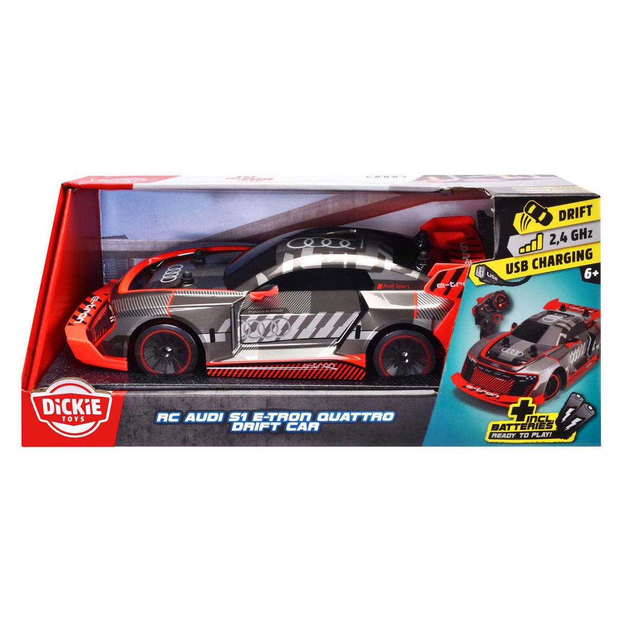 Dickie rc audi s1 e-tron quattro drift car, rtr