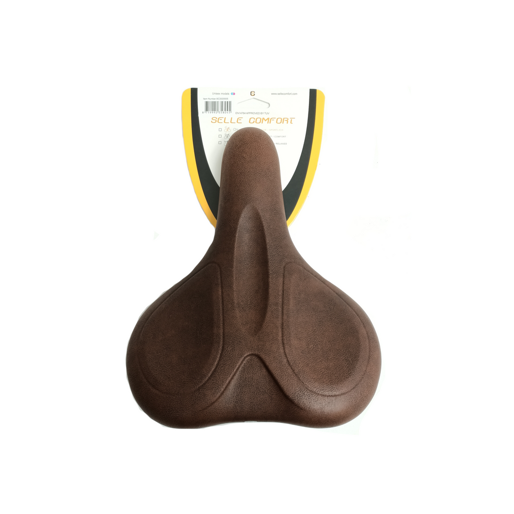 Sellle Comfort Saddle E-Bike Soft Medium Brown con mango, sin honda.