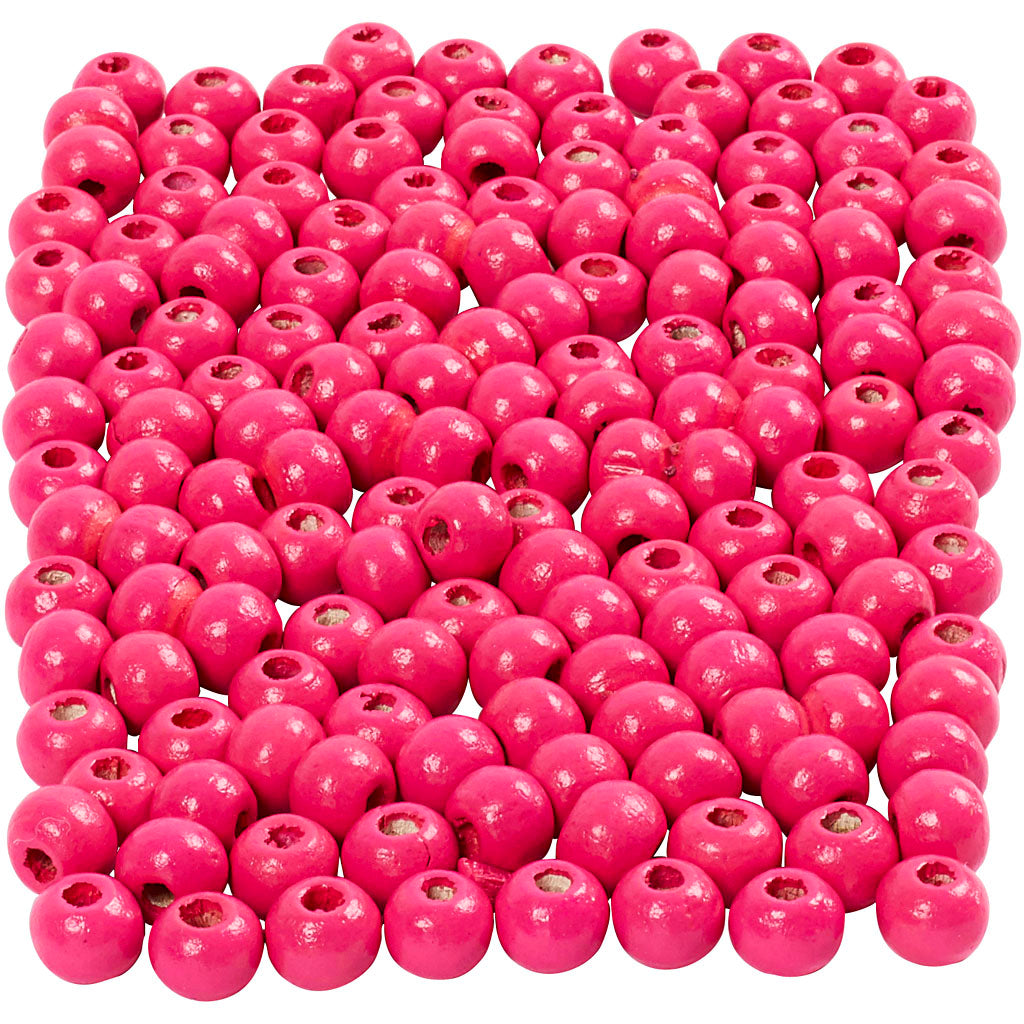 Creativ company wooden beads, d 5 mm, hole size 1.5 mm, approx. 150 pieces, pink, 150 pieces, 6 g 1 box