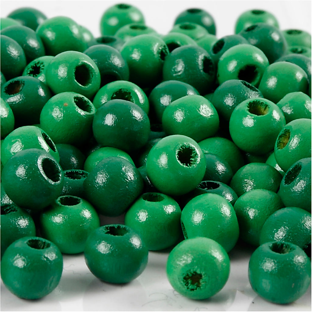 Creativ company wooden beads, d 8 mm, hole size 2 mm, approx. 80 pieces, green, 15 g 1 box