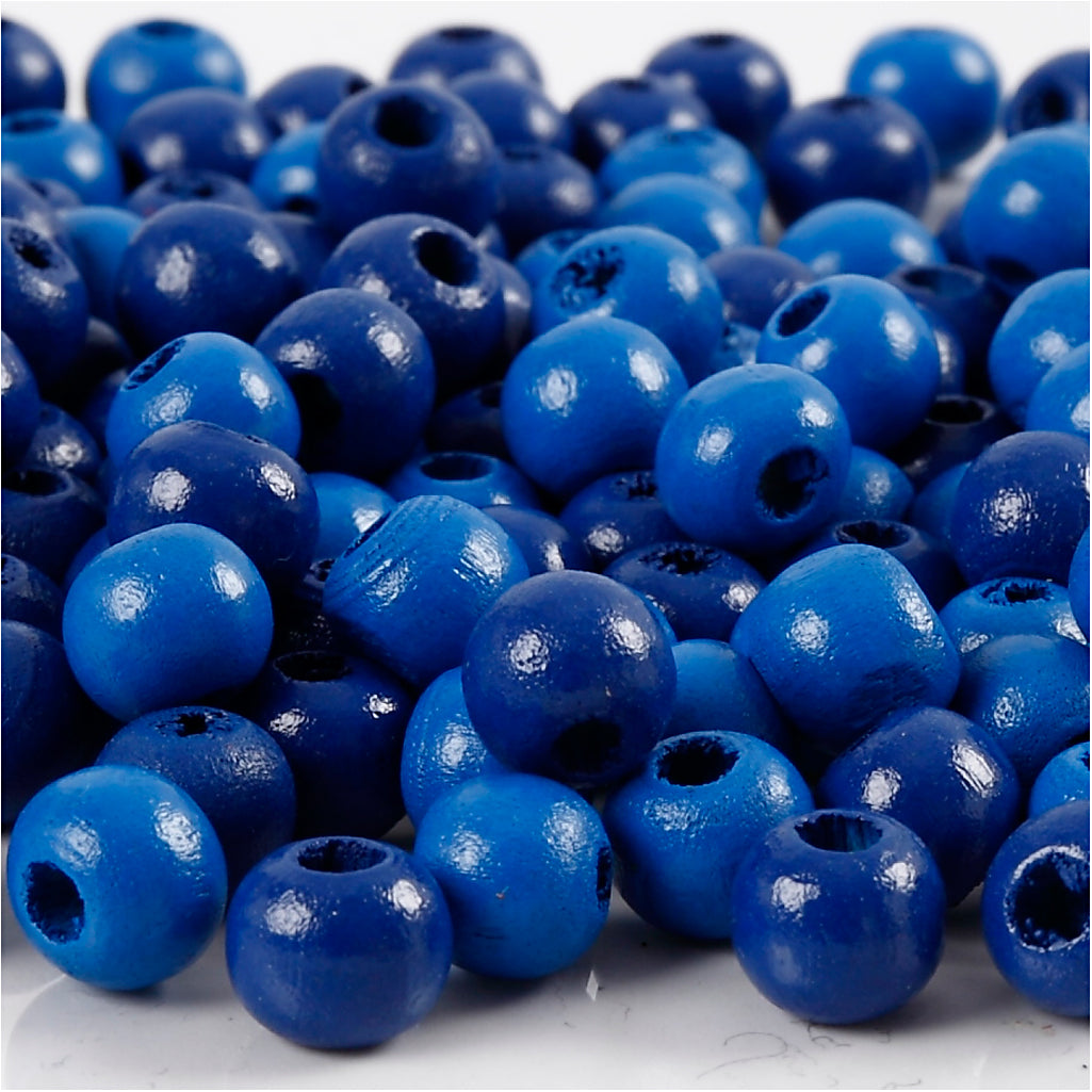 Creativ company wooden beads, d 8 mm, hole size 2 mm, approx. 80 pieces, blue, 15 g 1 box