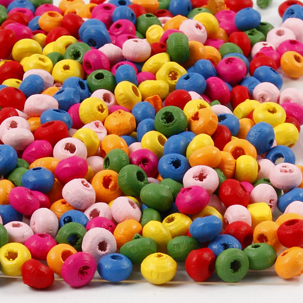 Creativ company wooden beads, d 4 mm, hole size 1-1.5 mm, approx. 1500 pieces, 300 g 1 bag