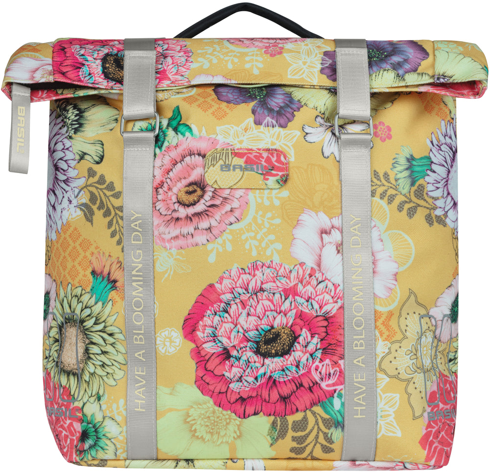 Bolso de bicicleta doble de campo Basil Bloom, impermeable, amarillo miel, 35L