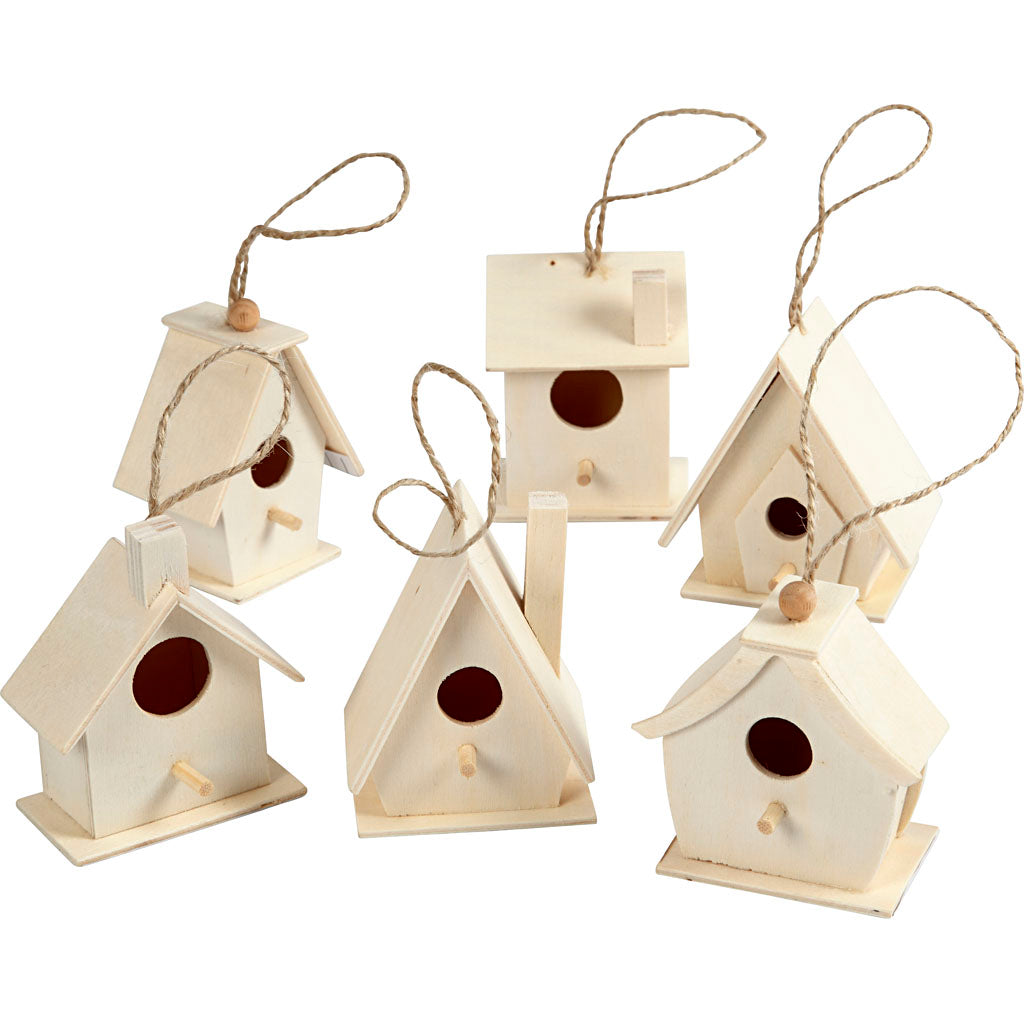 Creativ company birdhouse, h: 7 cm, 6 pieces 1 box
