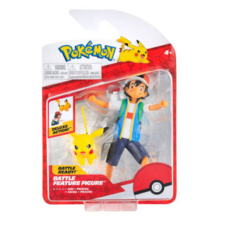 Jazwares pokémon battle feature figure - ash pikachu