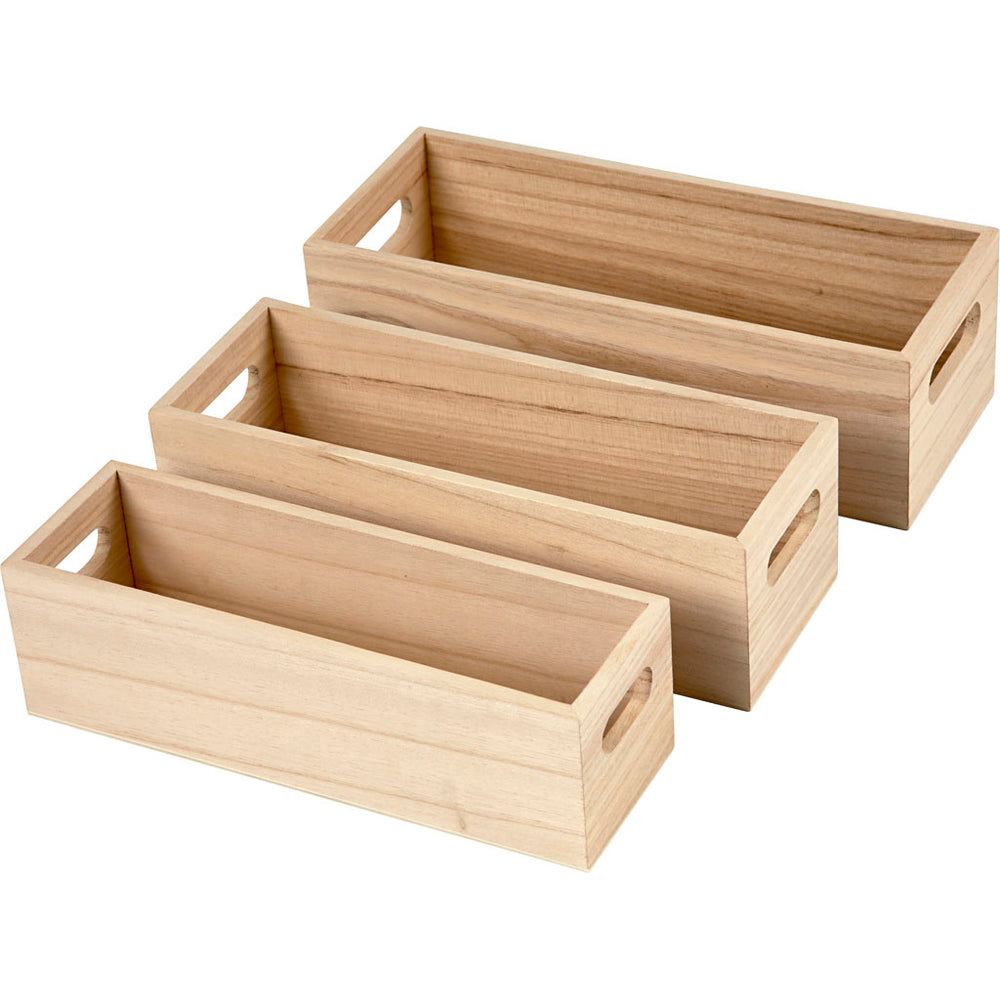 Creativ company storage crates, h: 6,5-7,5 cm, l: 22+23,5+25 cm, w: 6,5+7,5+8,5 cm, 3 pieces 1 set