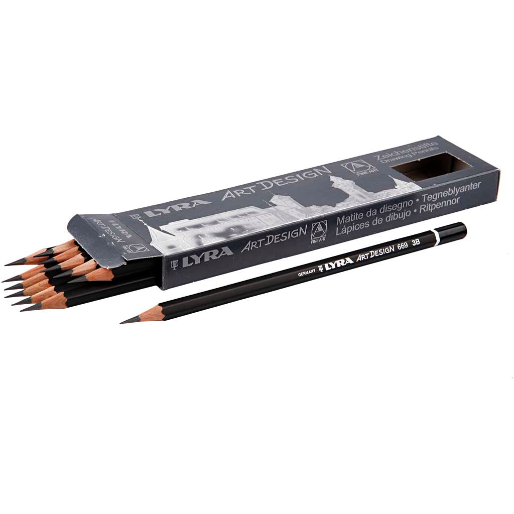 Lyra art design drawing pencils, d 6.9 mm, 3b, refill 1.8 mm, 12 pieces 1 box