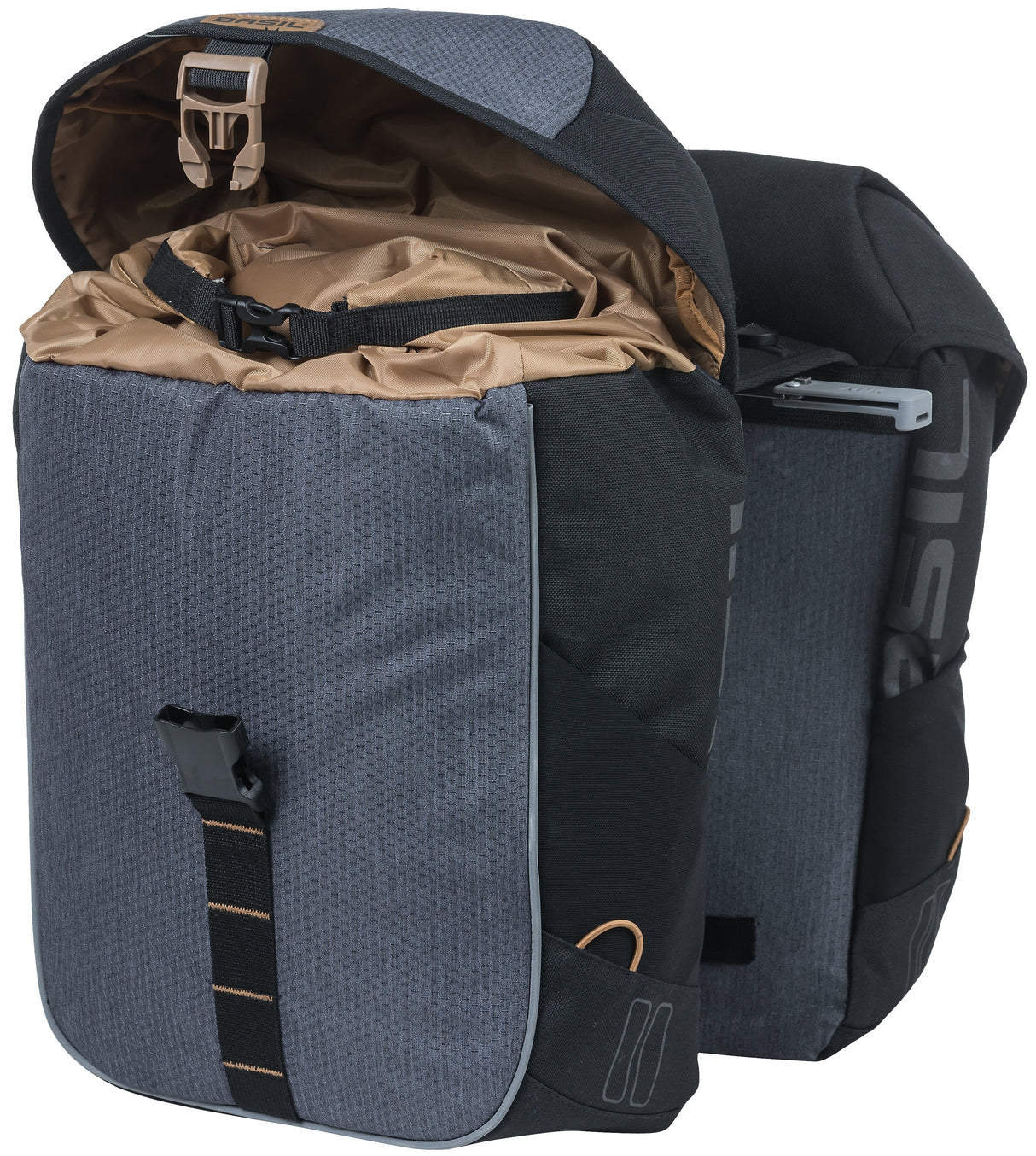 Basil Miles Double Bag - Sac à vélo double, unisexe, sportif, 34L, imperméable, noir