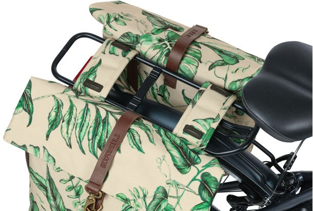 Basilika ständigt gröna dubbelcykelväska, återvunnet husdjur, vattenhållning, unisex, cykel, sandskal beige