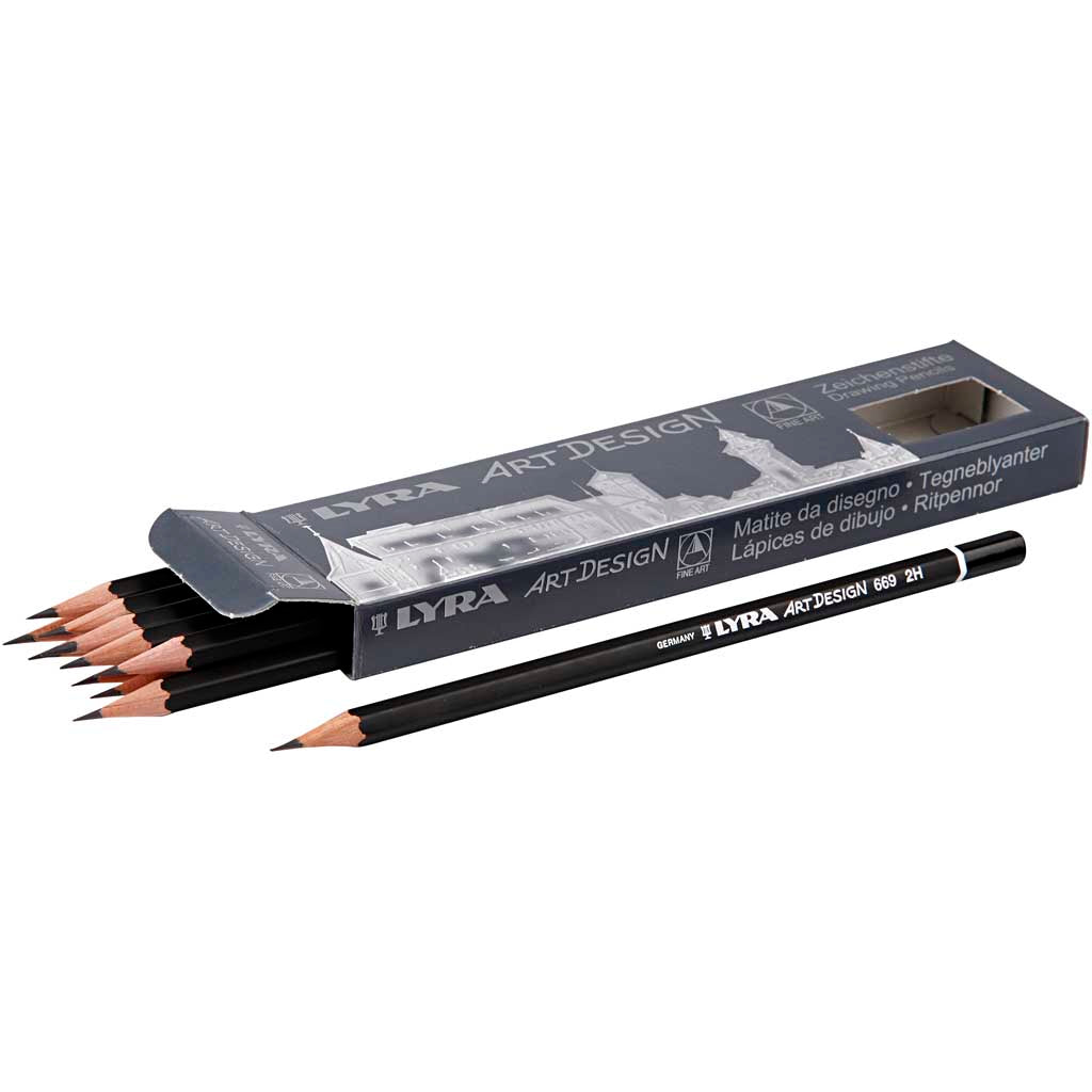 Lyra Art Design drawing pencils, d 6.9 mm, 2h, lead 1.8 mm, 12 pieces, 1 box