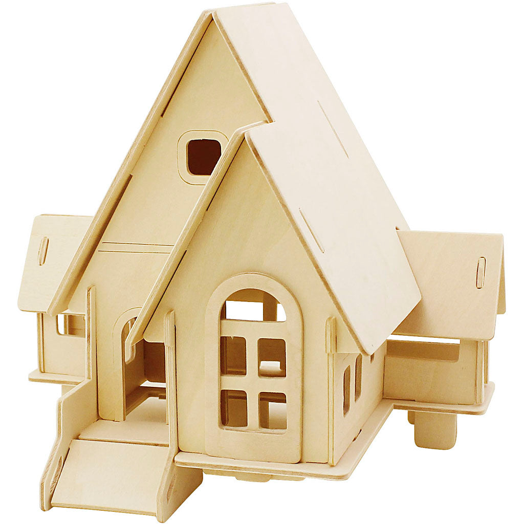 Creativ company 3d wooden construction set, house with veranda, size 22.5x17.5x20.5, 1 piece