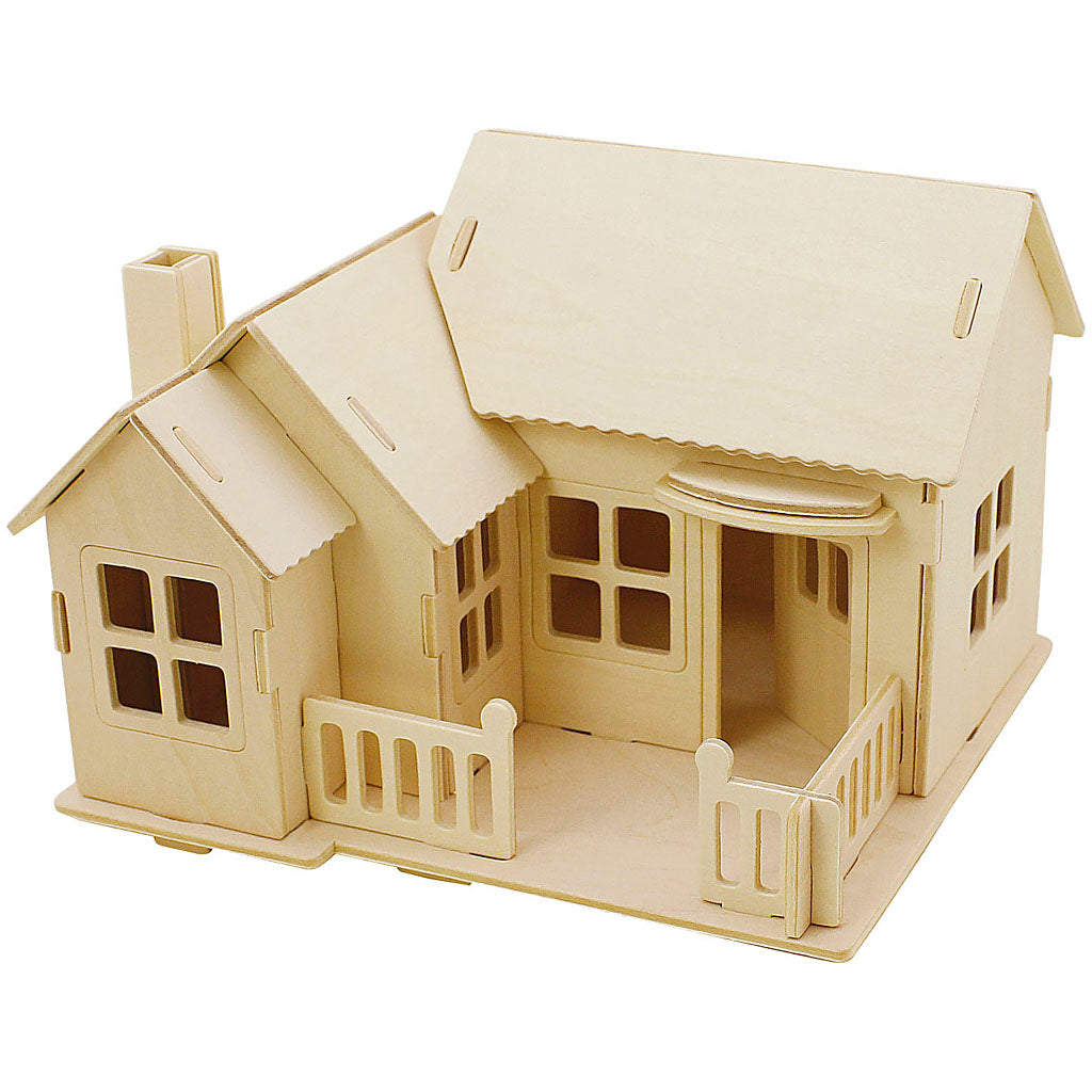 Creativ company 3d wooden construction set, house with terrace, size 19x17.5x15, 1 piece