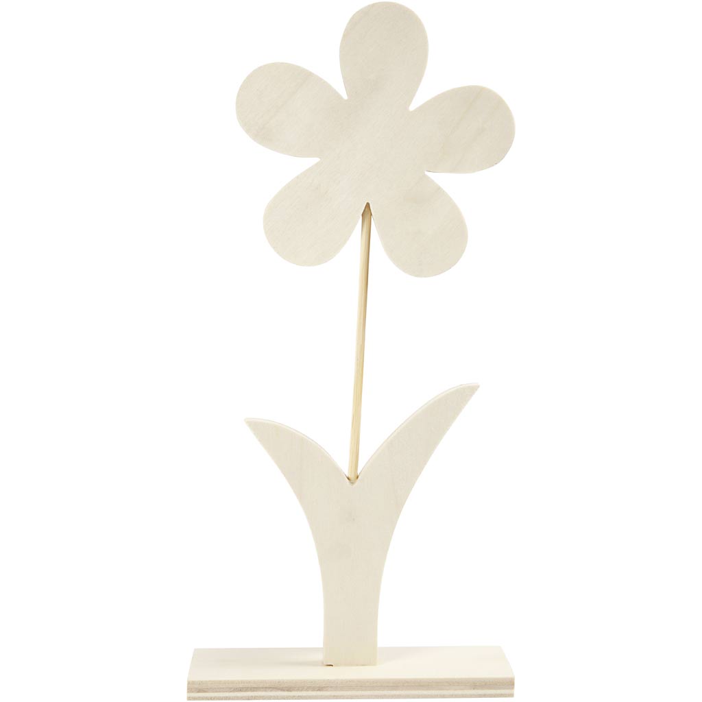 Creativ Company Fleur en bois avec pied, 26 cm