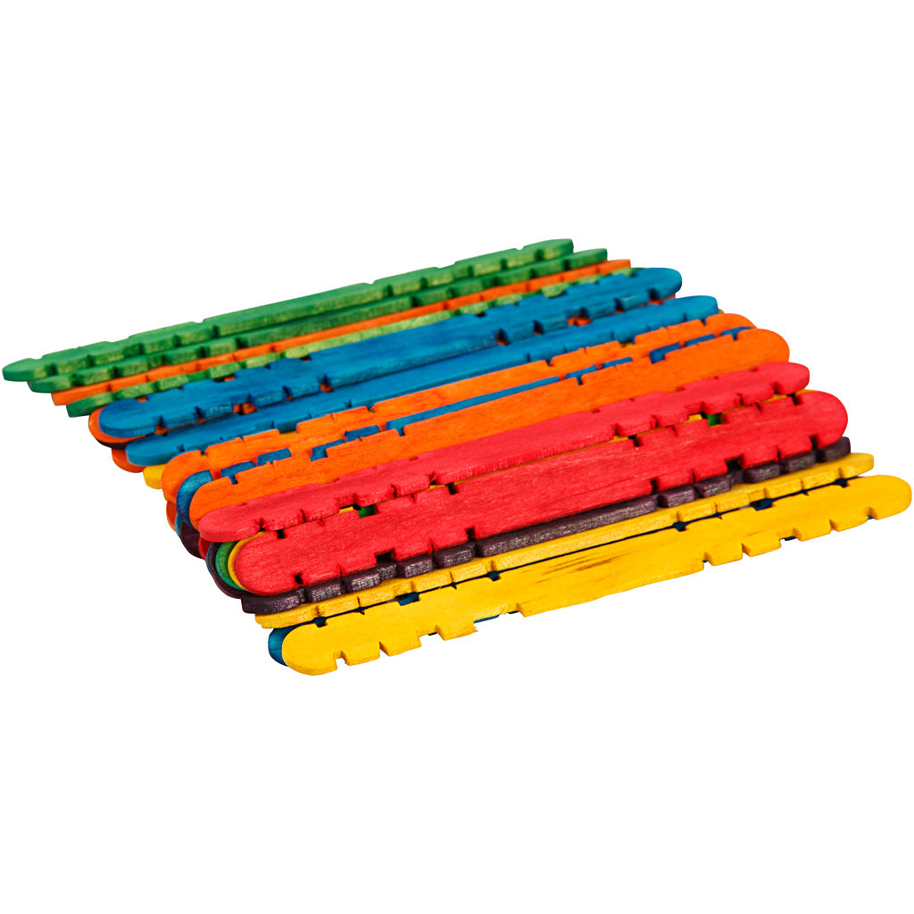 Creativ company construction sticks, l: 11.4 cm, w: 10 mm, various colors, 30 pieces 1 box