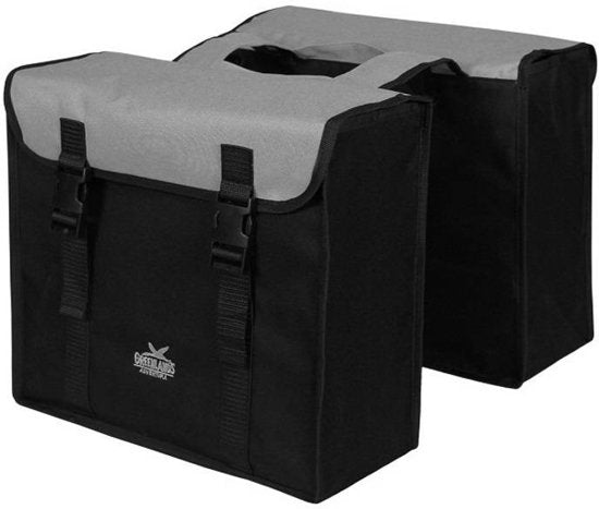 Greenland Double Bag, black and gray. Dimensions: 38x34x13cm. Total capacity: 35L.