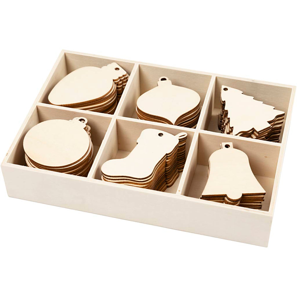 Creativ company Christmas decoration, h: 5.5-7 cm, w: 4-5 cm, hole size 4 mm, 90 pieces 1 box