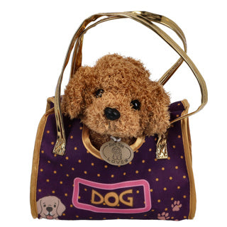 Plush plush dog in bag