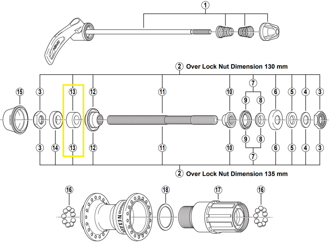 Shimano -Entfernungsbus links 8 mm
