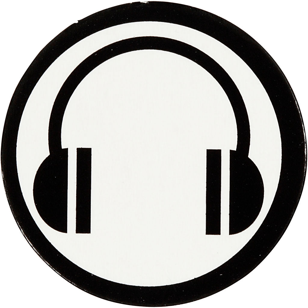 Creative company label, d 25 mm, white black, 20 pieces in a box