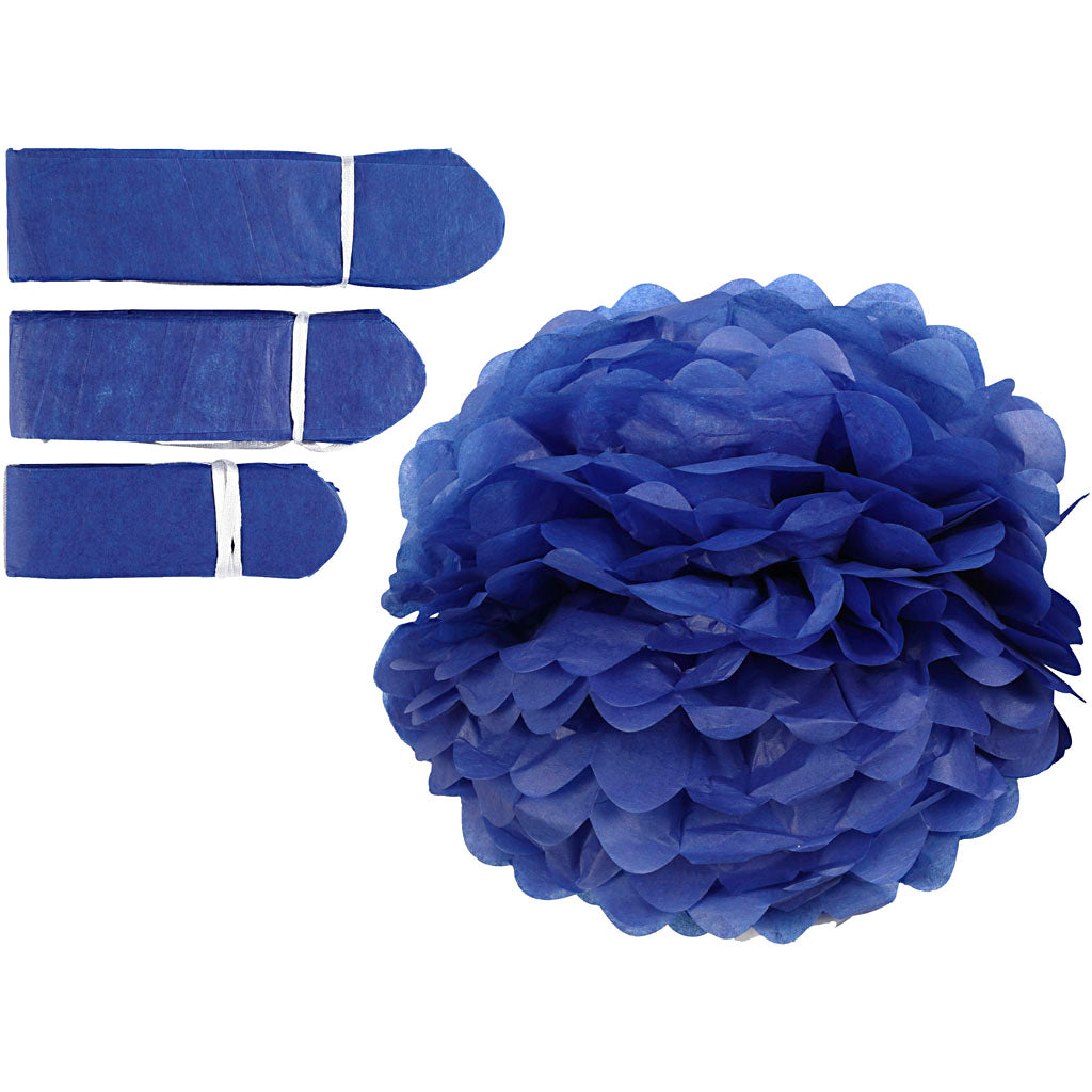 Creativ company paper pompom, d 20+24+30 cm, 16 gr, dark blue, 3 pieces 1 box