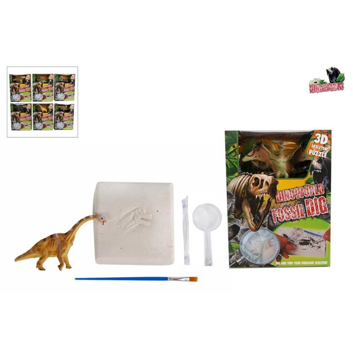 Puzzle à découper fossile Dinoworld avec figurine de dinosaure supplémentaire