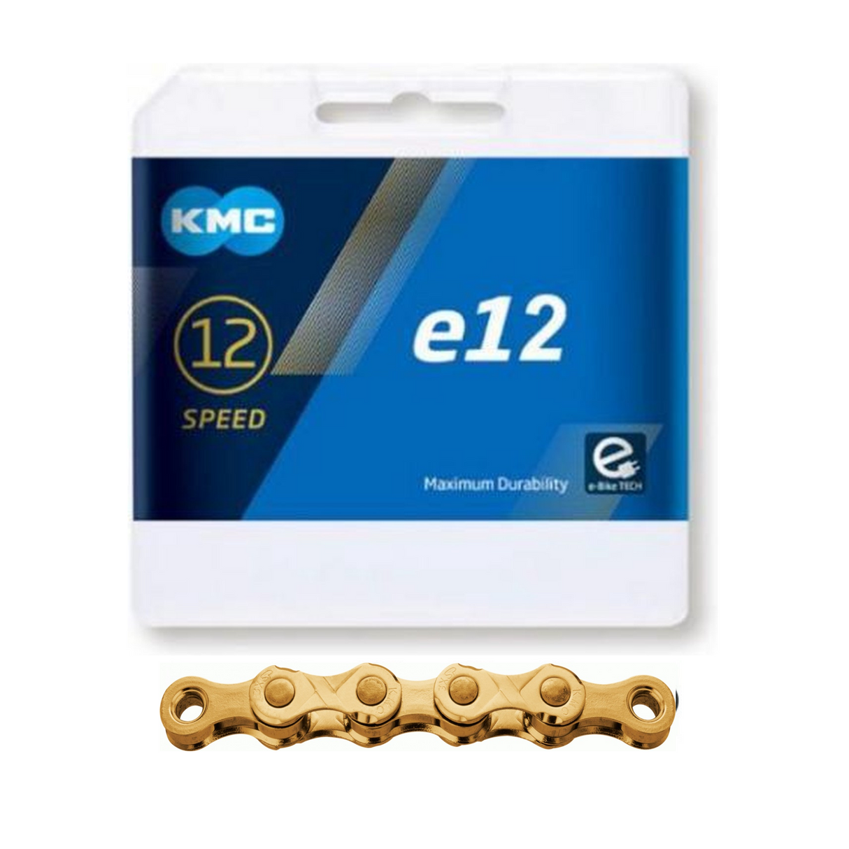 KMC Chain e12 Ti-Ni gold, 1 2x11 128, 130 links, 5.2mm pin, 12-speed
