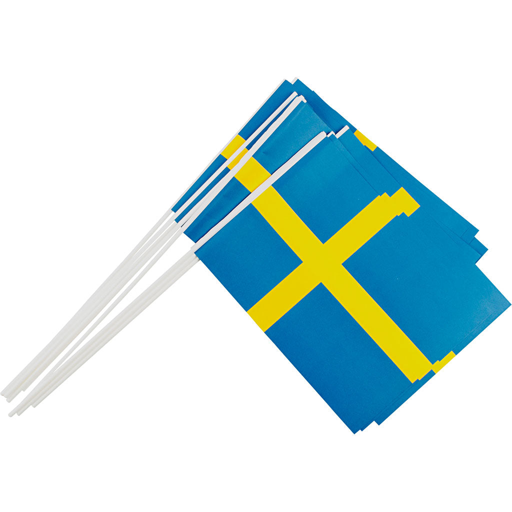 Flags, size 20x25 cm, 10 pieces in 1 box, Sweden