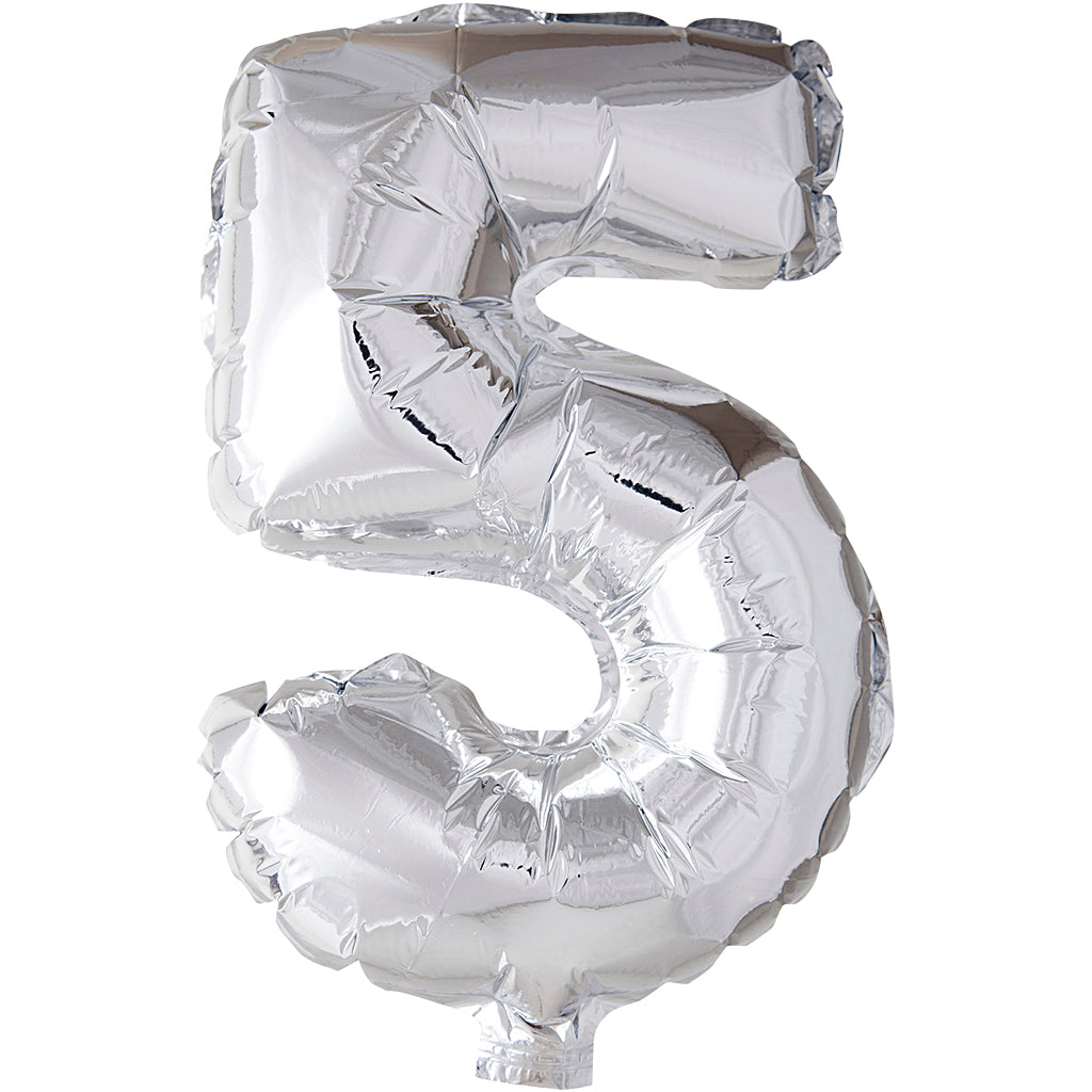 Creativ company foil balloon, 5, h: 41 cm, silver, 1 piece