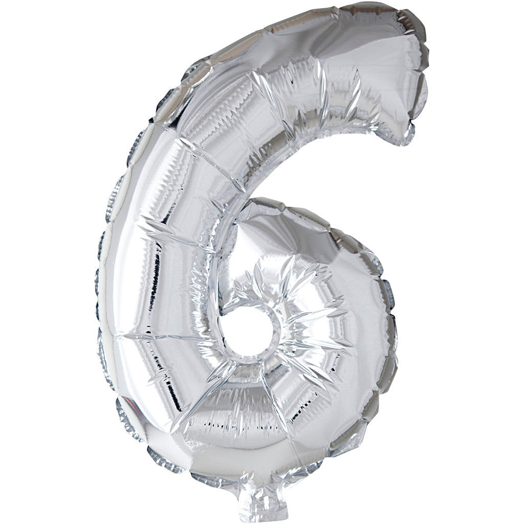Creativ company foil balloon, 6, h: 41 cm, silver, 1 piece