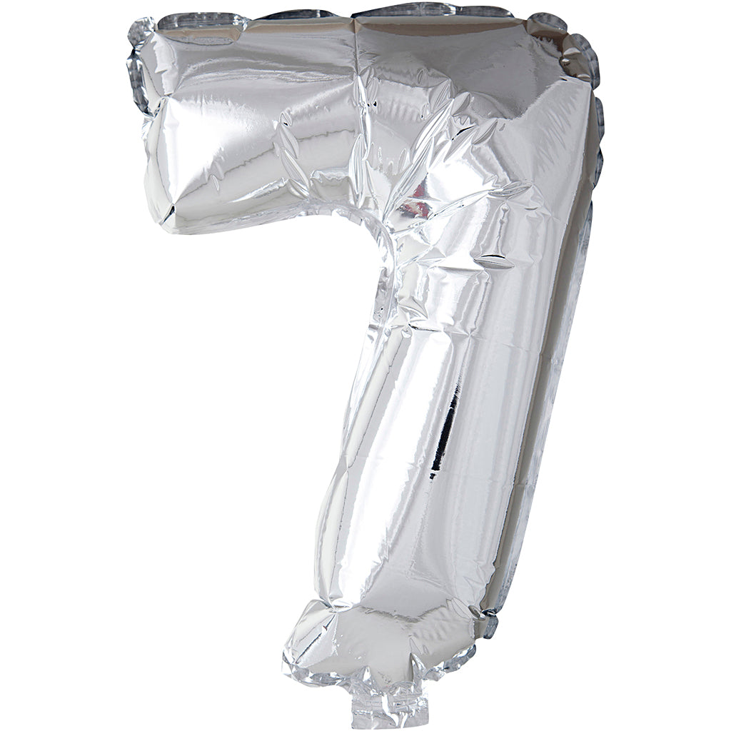 Creativ company foil balloon, 7, h: 41 cm, silver, 1 piece