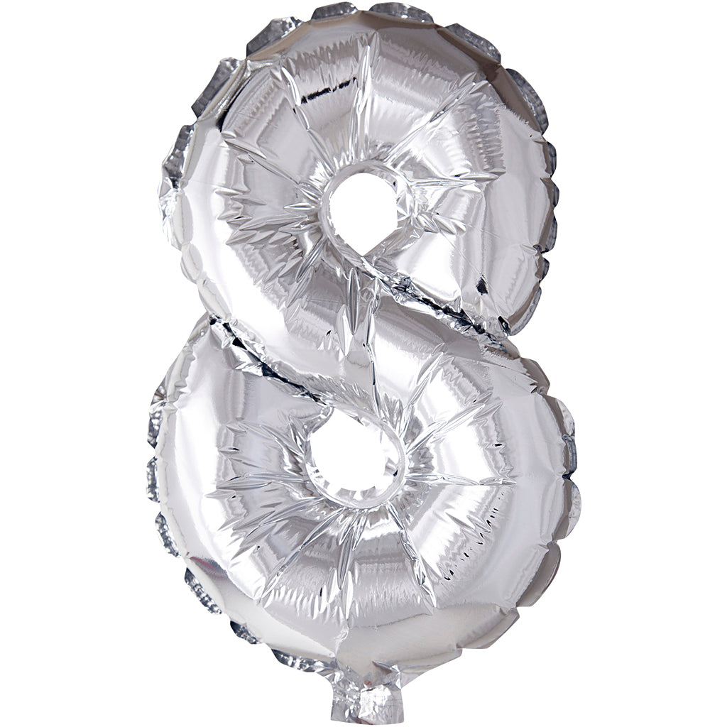 Creativ company foil balloon, 8, h: 41 cm, silver, 1 piece