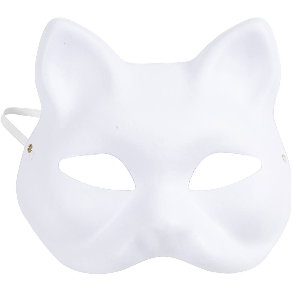 Creativ company cat mask, h: 17.5 cm, w: 18.5, white, 1 piece