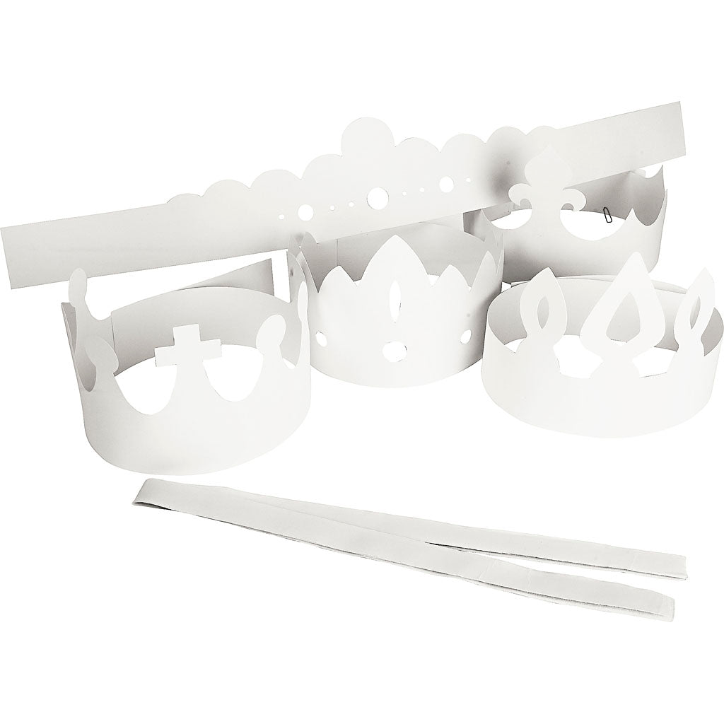 Creativ company crowns, h: 10-16,5 cm, l: 60 cm, 230 gr, white, 5 pieces 1 box