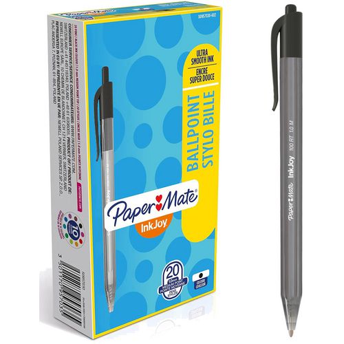 Balpen inkjoy 100rt papermate s0957030 medium zwart drukknop