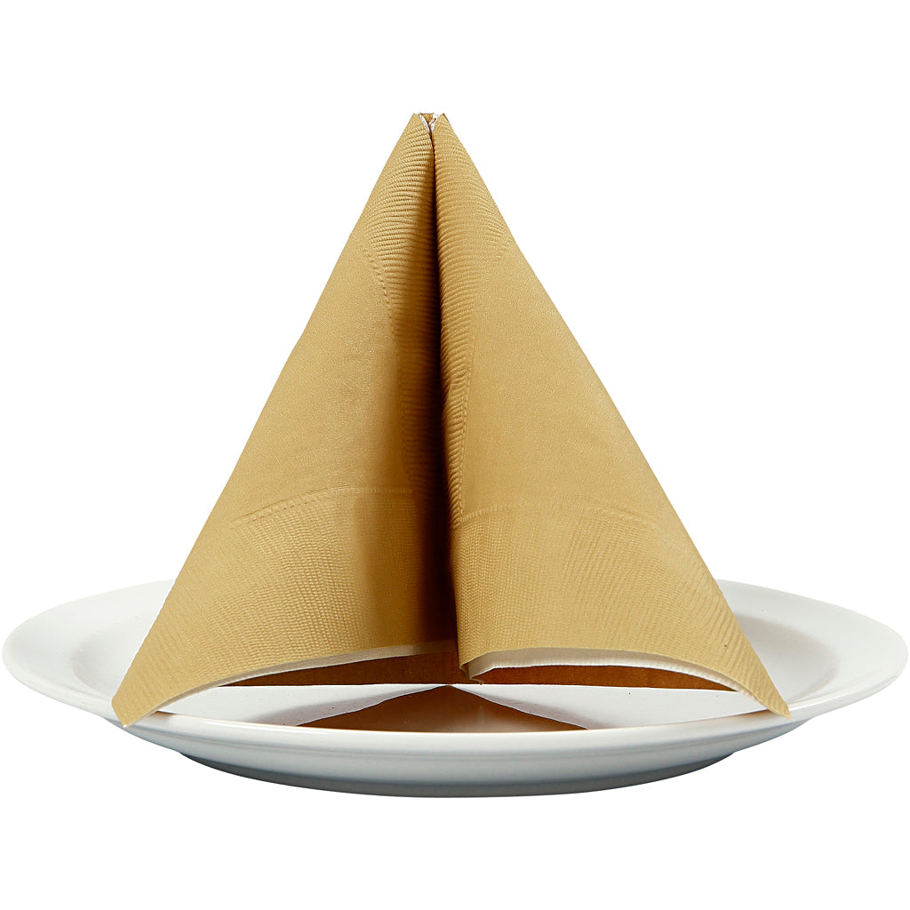 Creativ company napkins, size 40x40 cm, 60 gr, gold, 20 pieces in a box