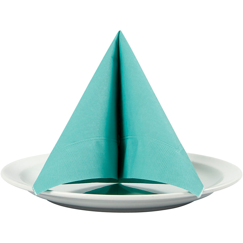 Creativ company napkins, white back, size 33x33 cm, light turquoise, 20 pieces in a box