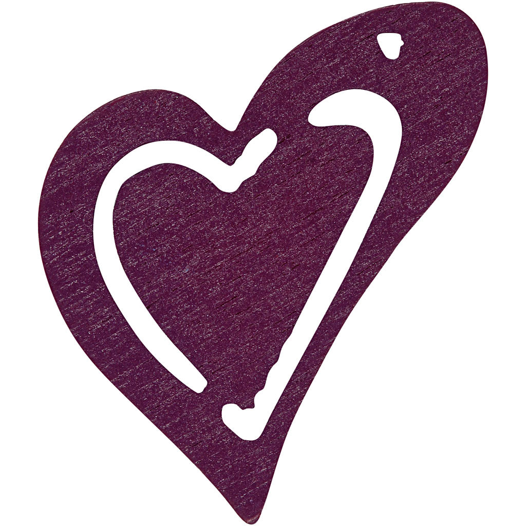 Creativ company heart, size 25x22 mm, thickness 1.7 mm, dark purple, 20 pieces in a box