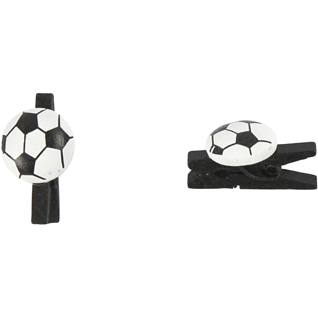 Creative company clip with football, size 14x25 mm, thickness 12 mm, black, 10 pieces in a box