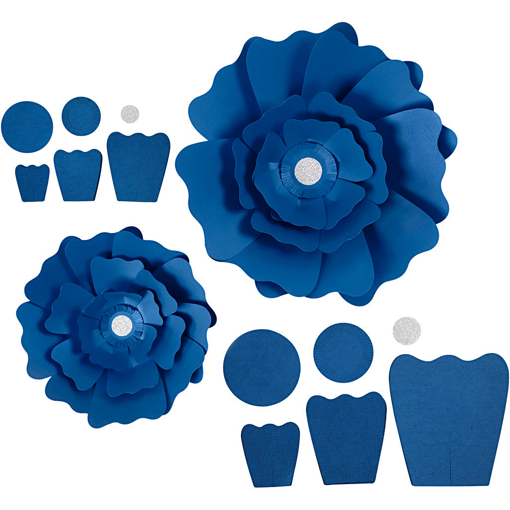 Creativ company paper flowers, d 15+25 cm, 230 gr, blue, 2 pieces 1 box