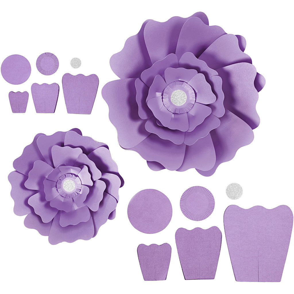 Creativ company paper flowers, d 15+25 cm, 230 gr, purple, 2 pieces 1 box