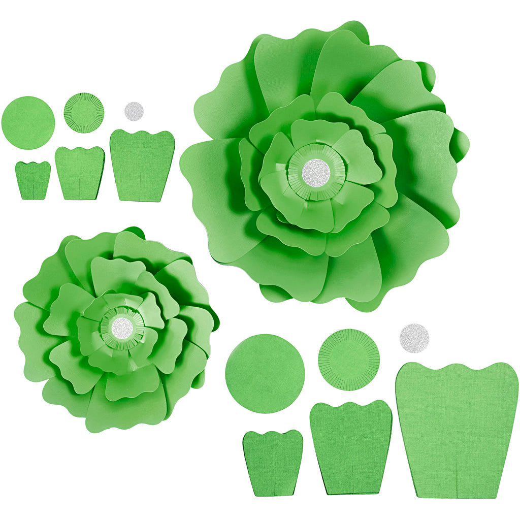 Creativ company paper flowers, d 15+25 cm, 230 gr, green, 2 pieces 1 box