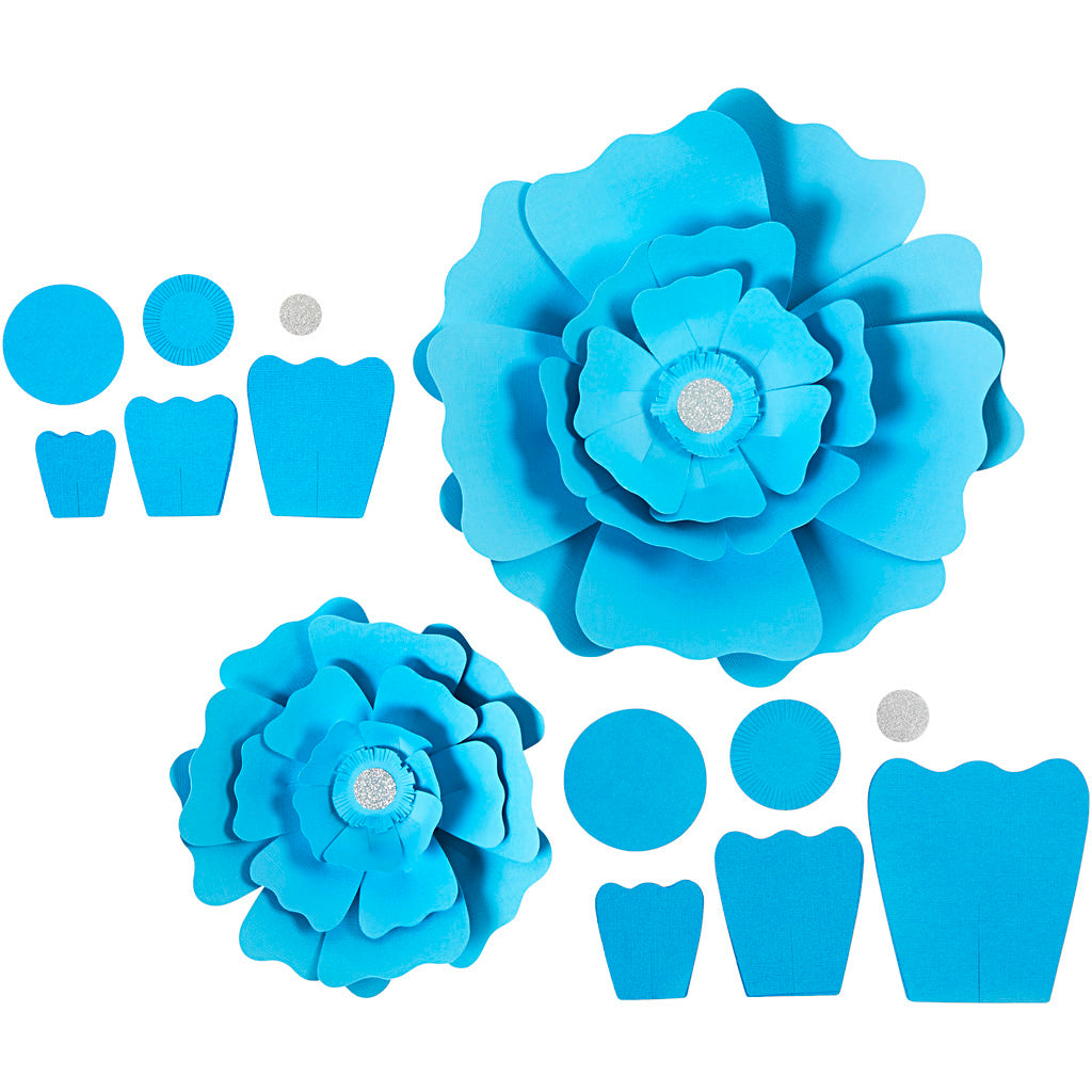 Creativ company paper flowers, d 15+25 cm, 230 gr, light blue, 2 pieces 1 box