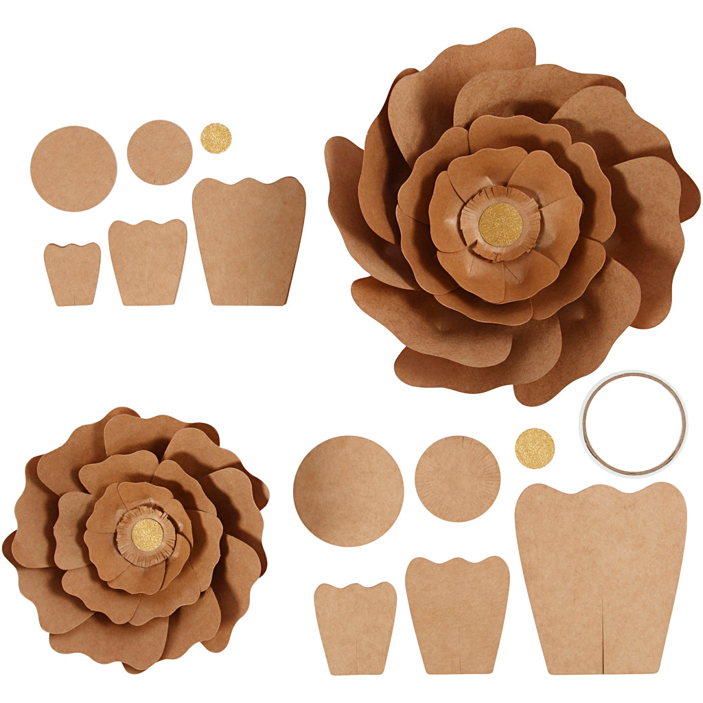Creativ company paper flowers, d 15+25 cm, natural, 2 pieces 1 box