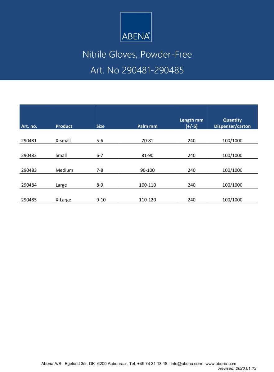 Abena pudderfri nitrilhandsker str. large 100 stk sorte