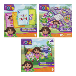 Dora games puzzle package popup game, card game, puzzle