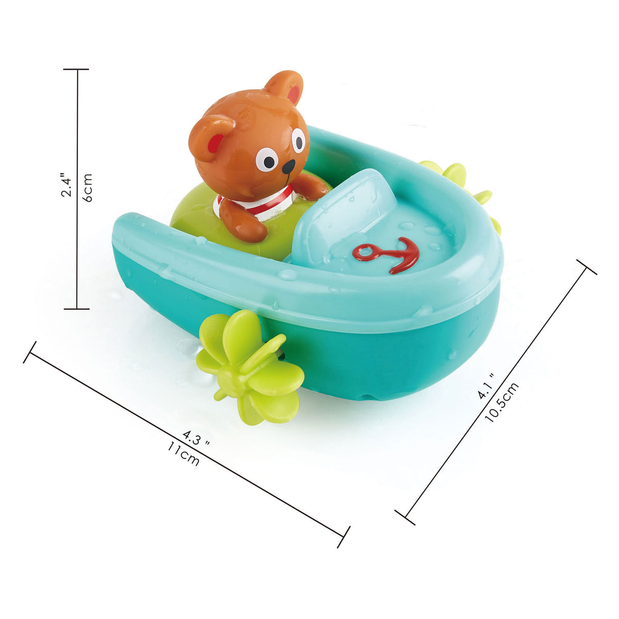 Hape bath toy pullback boat with bear
