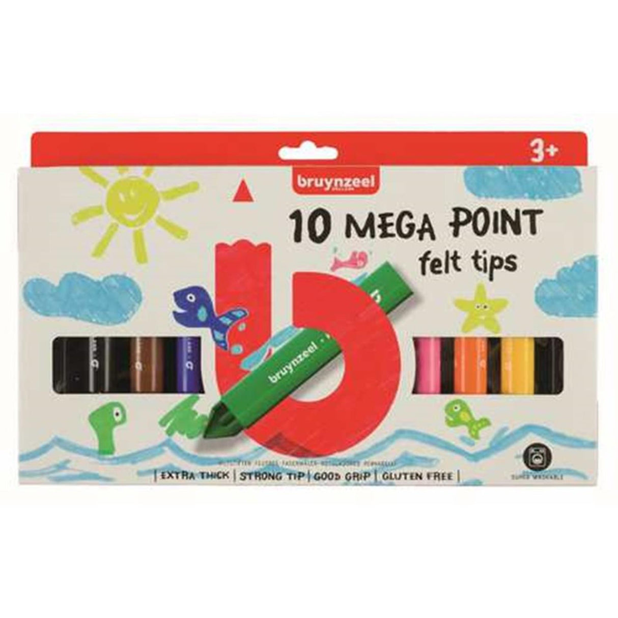 Bruynzeel Kids Mega Felt-Tip Pens, 10 pcs.