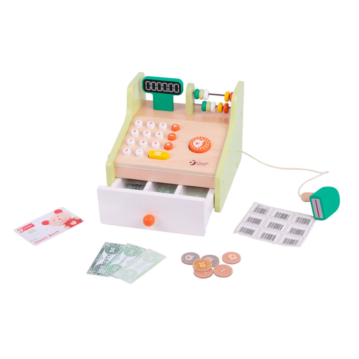 Klassisk världsvärld trä kassan register